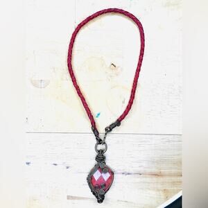 Natural Ruby Pendant Necklace – Raw Gemstone in Copper Mayan Style Setting